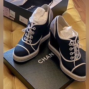 CHANEL NEW WEDGE LACE UP BOOTIES